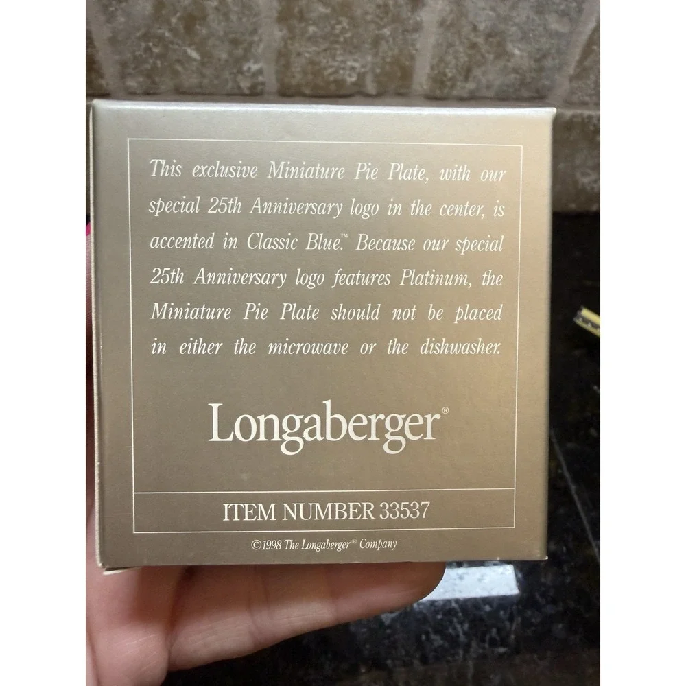 Longaberger Grandma Bonnies Miniature Pie Plate 25th Anniversary Collectors Club